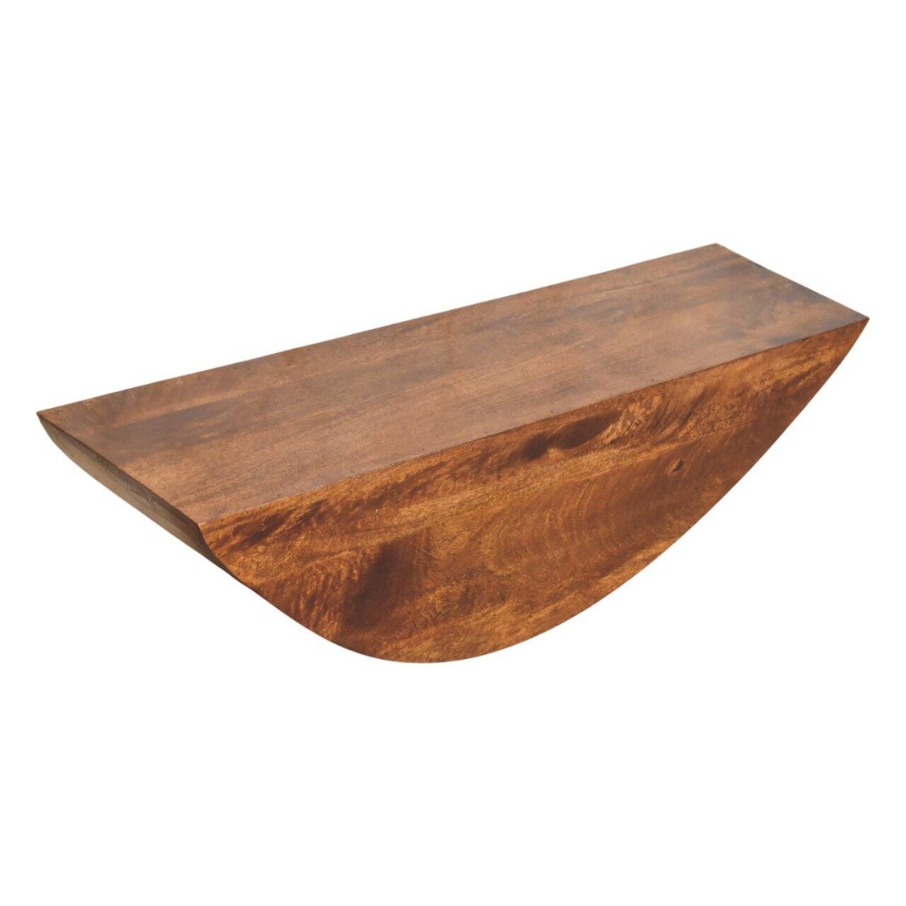 Alt View 1. Artisan Furniture - Artisan Furniture Solid Wood Crescent Floating Wall Shelf, Dark Brown - LIGHT BROWN.