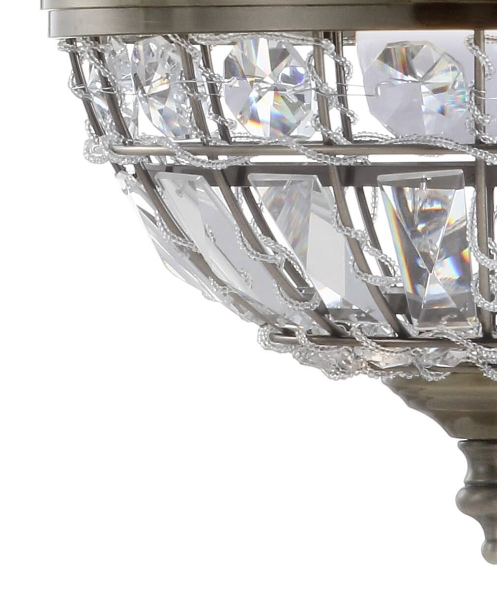 Alt View 4. Jonathan Y - Regina 12" Crystal/Metal Empire LED Pendant, Antique Brass - Antique Brass/Clear.