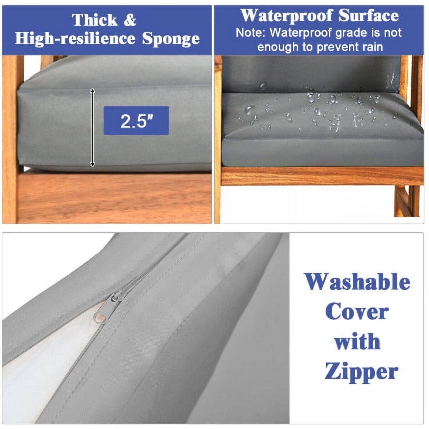 Thick & High-resilience Sponge

Waterproof Surface
Note: Waterproof grade is not enough to prevent rain

2.5"

Washable Cover with Zipper