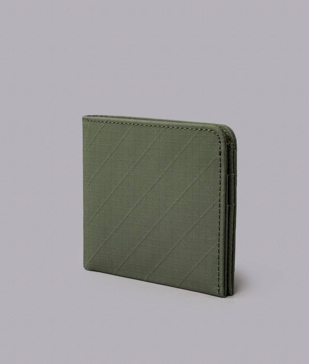 Left. ALPAKA - ARK Classic Wallet,Bifold Wallet with Magnetic Closure, RFID Protection, Global Bill Fit,Gift-Ready Box - Green Axogrid 210D.