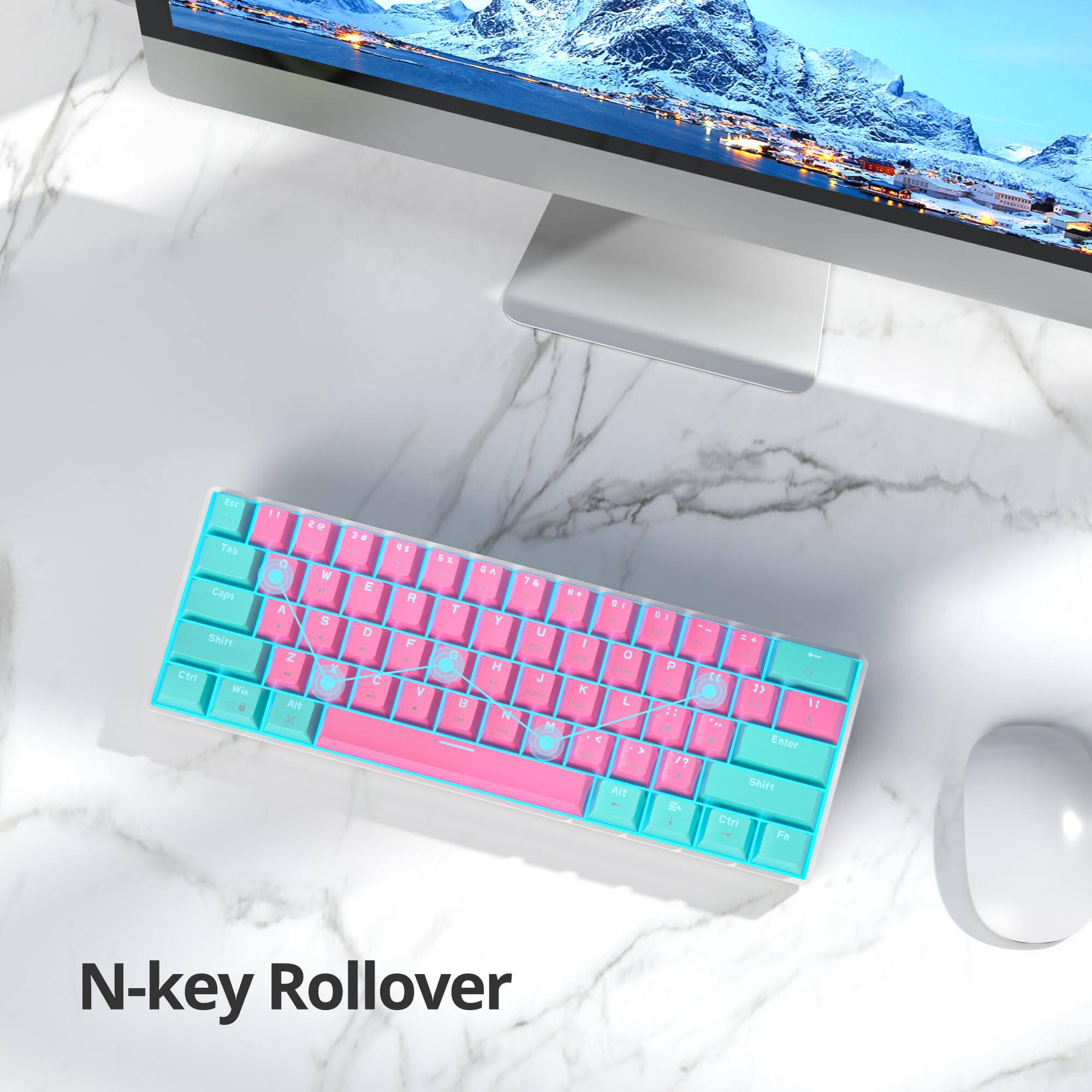 Sure, here is the corrected and grouped text from the image:

- ESE
- Ta caps
- Shite
- CT Wi
- 0 A Z
- Ar W o S T a E D C
- .. R F . V & .. T a 9 a 1 Y U H - J 7 - M . I - K
- K D L a Alt . e d - P 23 11
- Enter 1? Shirt E Ctrl Fs N-key Rollover

- N-key Rollover