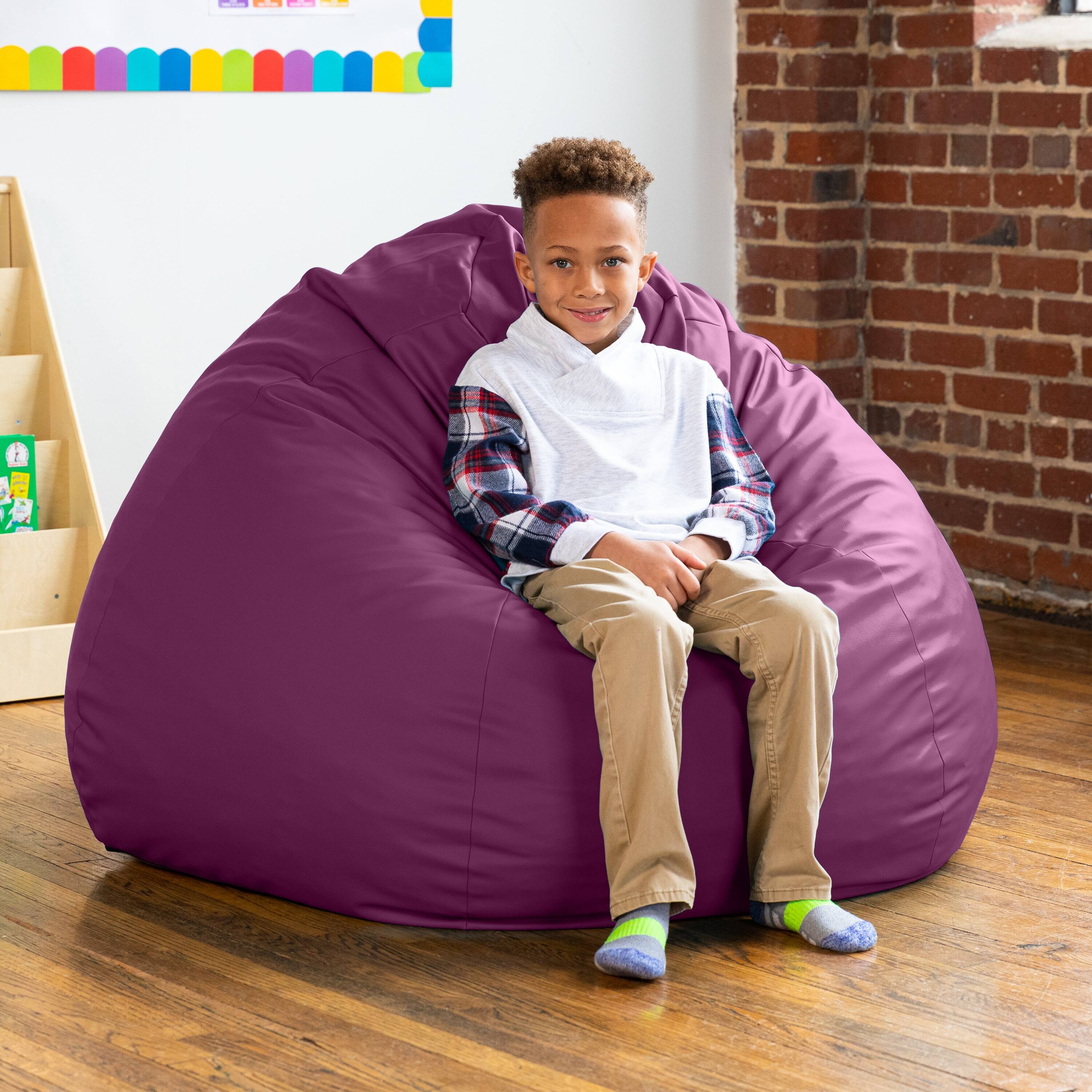 Alt View 1. Jaxx - Jaxx Gumdrop Commercial Grade Bean Bag for Educational Environments, Large Size - Premium Vinyl - Plum - Plum.
