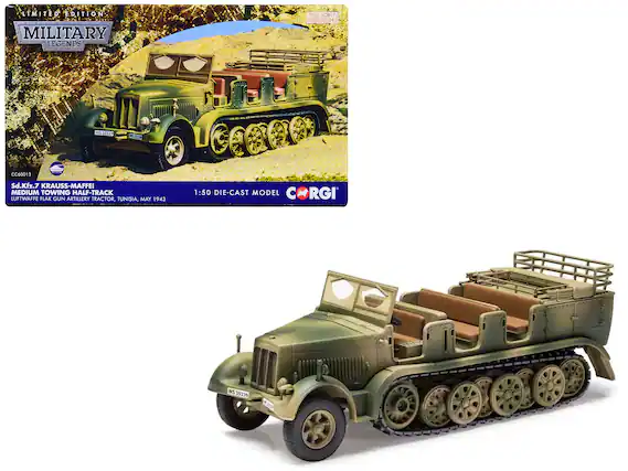 LIMITED EDITION
MILITARY LEGENDS
FOR ADULT COLLECTORS
Sd.Kfz.7 KRAUSS-MAFFEI
MEDIUM TOWING HALF-TRACK
LUFTWAFFE FLAK GUN ARTILLERY TRACTOR, TUNISIA, MAY 1943
1:50 DIE-CAST MODEL
CC60013
WS 35239
RGi