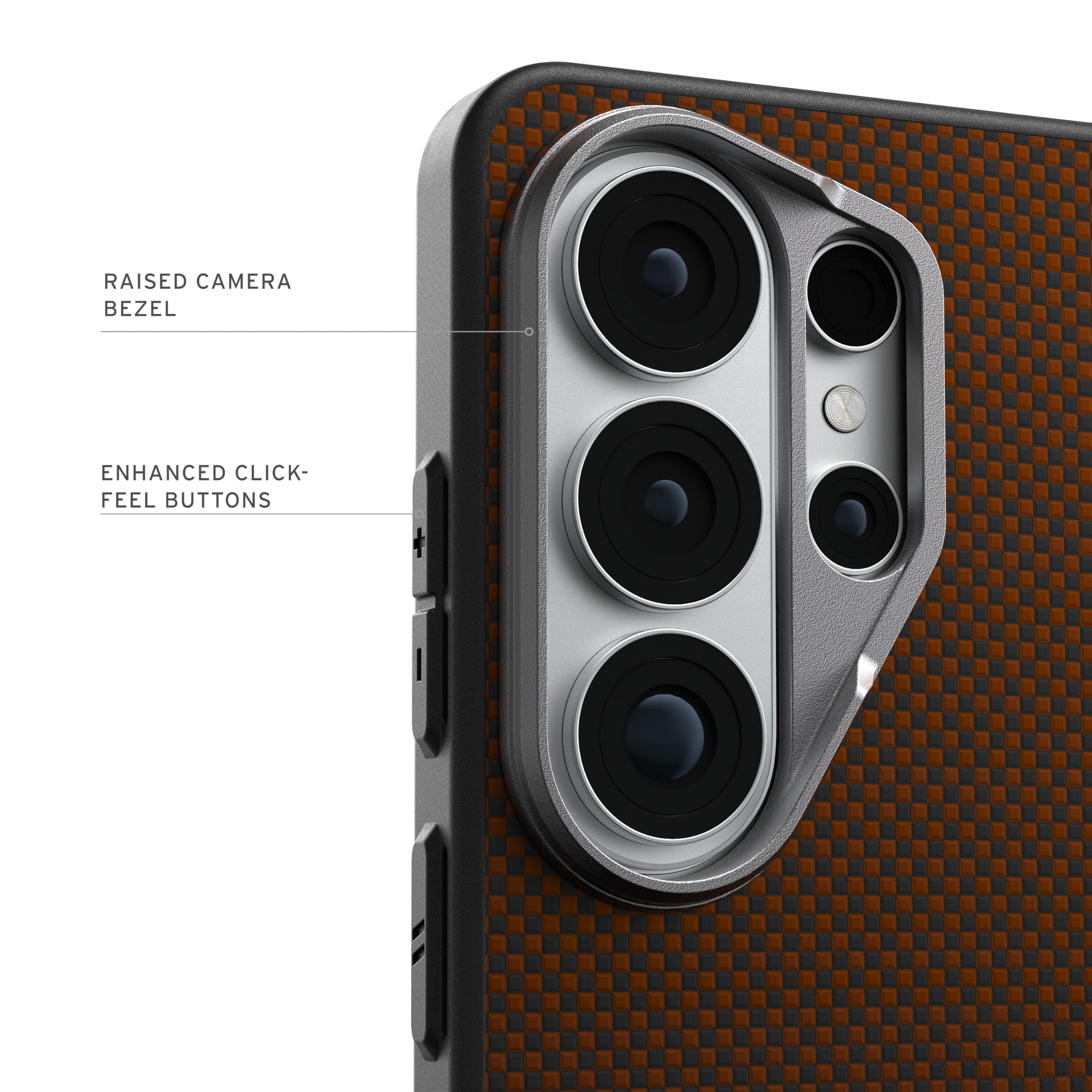 RAISED CAMERA BEZEL  
ENHANCED CLICK-FEEL BUTTONS