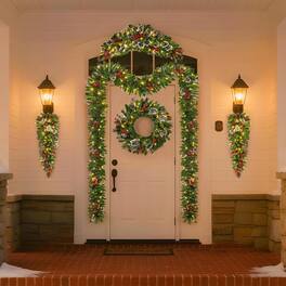 Maxxis Merch - Christmas Wreath Set of 6, Pre-Lit LED Outdoor & Indoor Wreaths, Battery-Operated, Warm White Lights, Holiday Decor - Green
