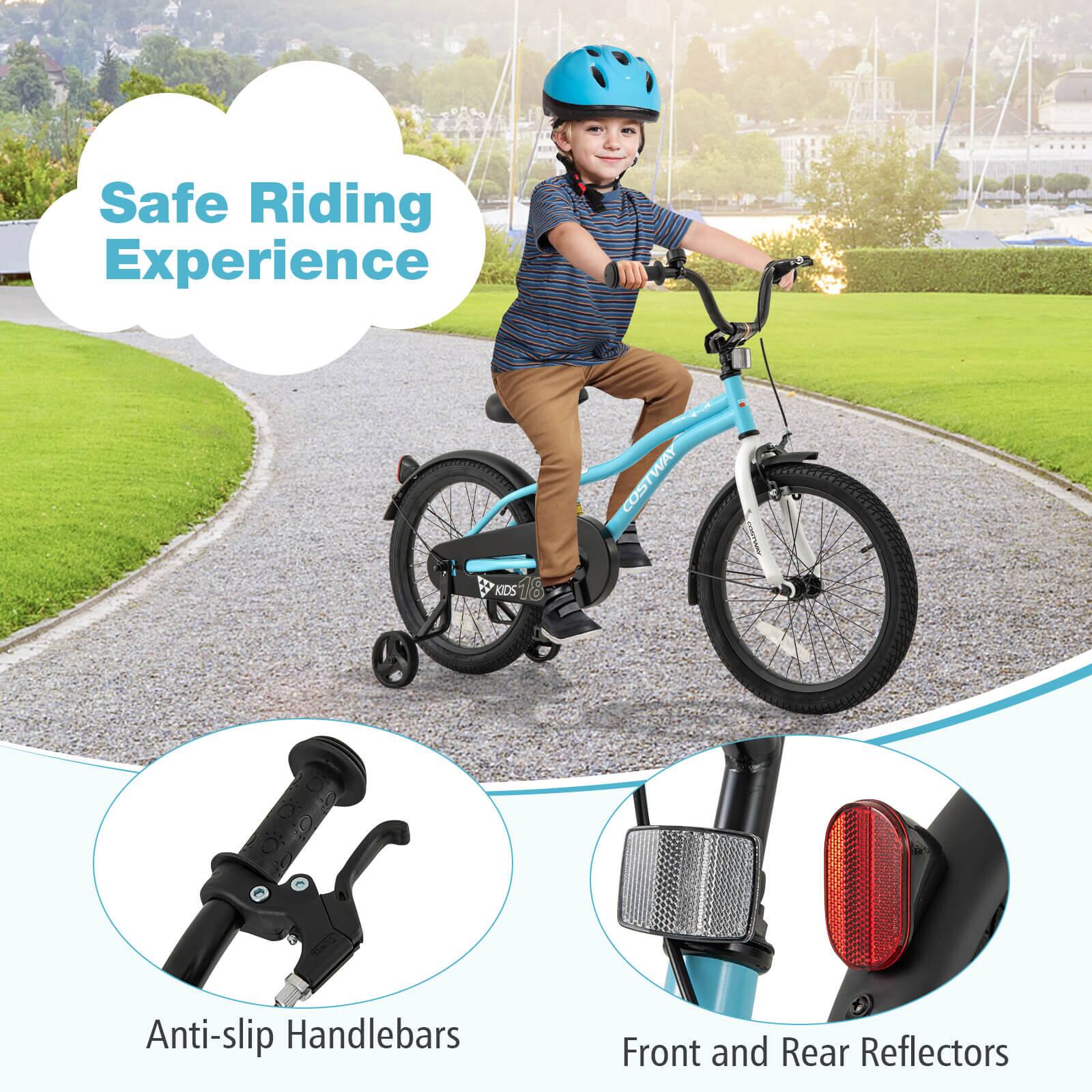 Safe Riding Experience

COSTWAY

KIDS 18

Anti-slip Handlebars

Front and Rear Reflectors