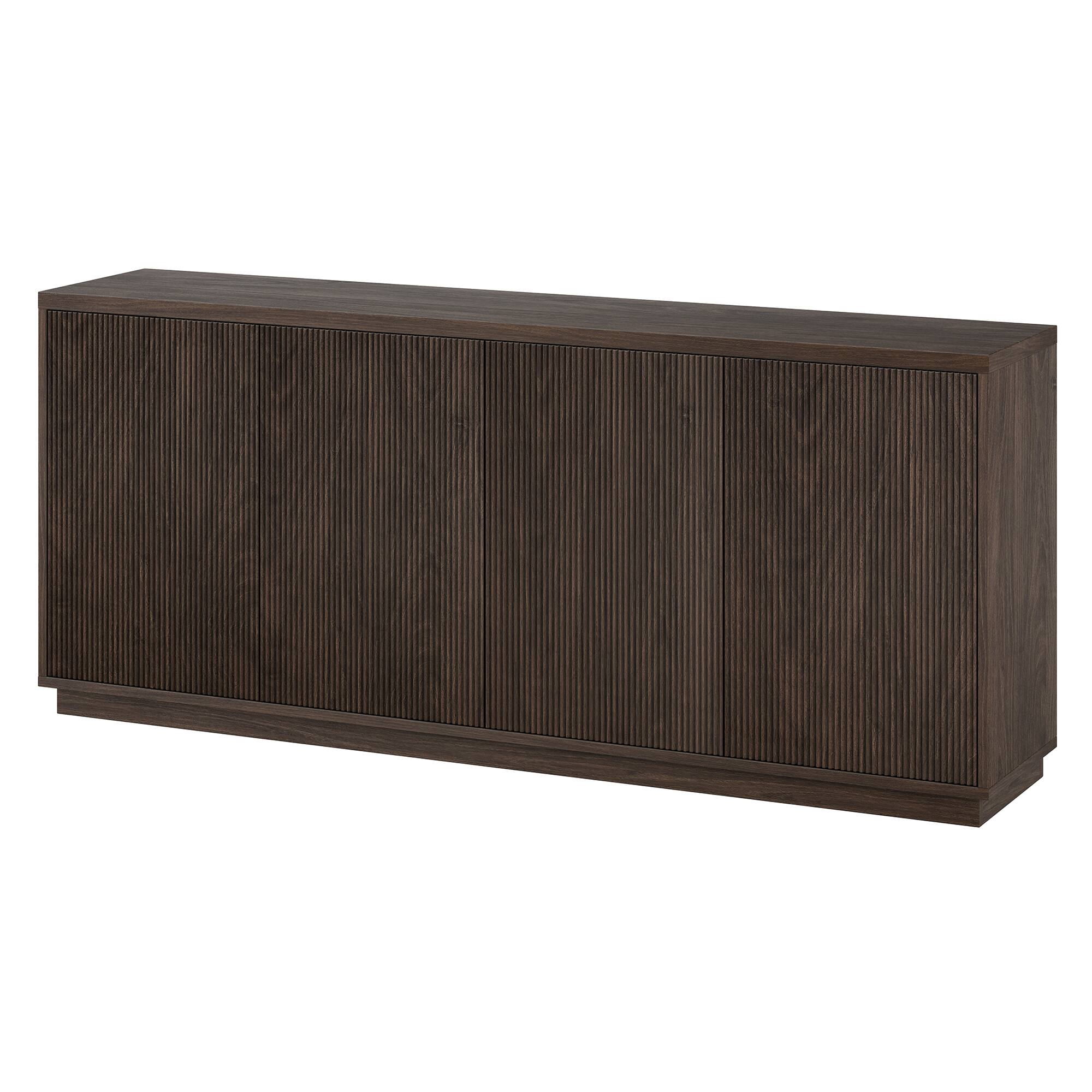 Alt View 2. Hudson&Canal - Alston 68" Wide Rectangular Fluted Buffet Table - Brown.