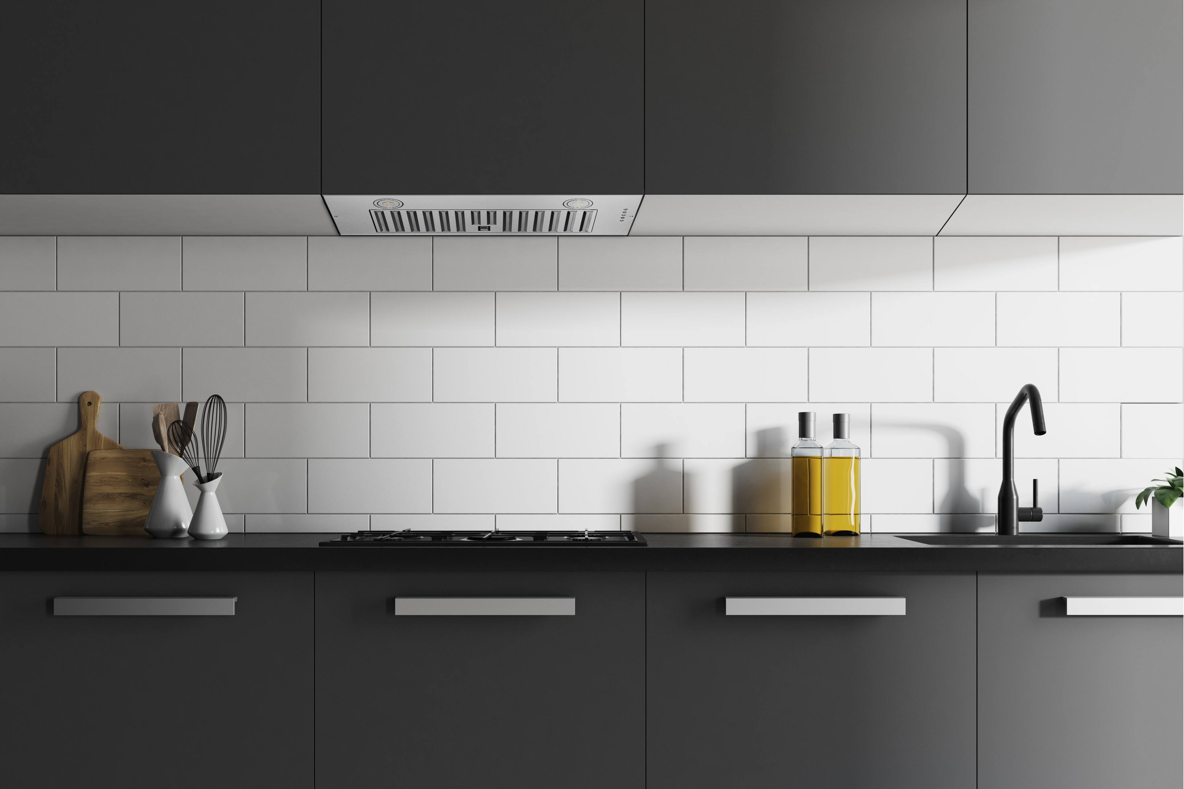 Alt View 2. Hauslane - Hauslane IN-R100 30-in Insert Convertible Range Hood (11.25 in. Deep) with Stainless Steel Filter - Silver.