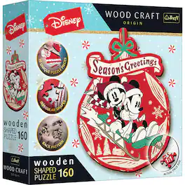 Trefl - Wood Craft 160 Piece Wooden Puzzle - Disney's Christmas Mickey Mouse - Multicolor