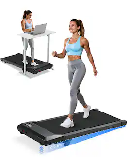 Superun - 6% Incline Walking Pad, Under Desk Treadmill, 3 in 1 Portable Treadmill with LED Display 300 Lbs Capacity - Black