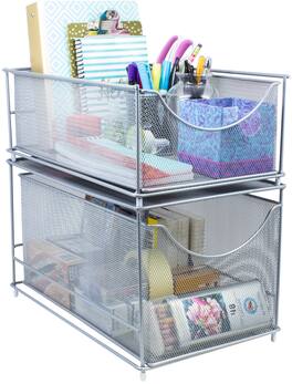 Sorbus - Sorbus® Cabinet Organizer Set —Mesh Storage Organizer with Pull Out Drawers—Ideal for Countertop, Cabinet, Pantry - Gray