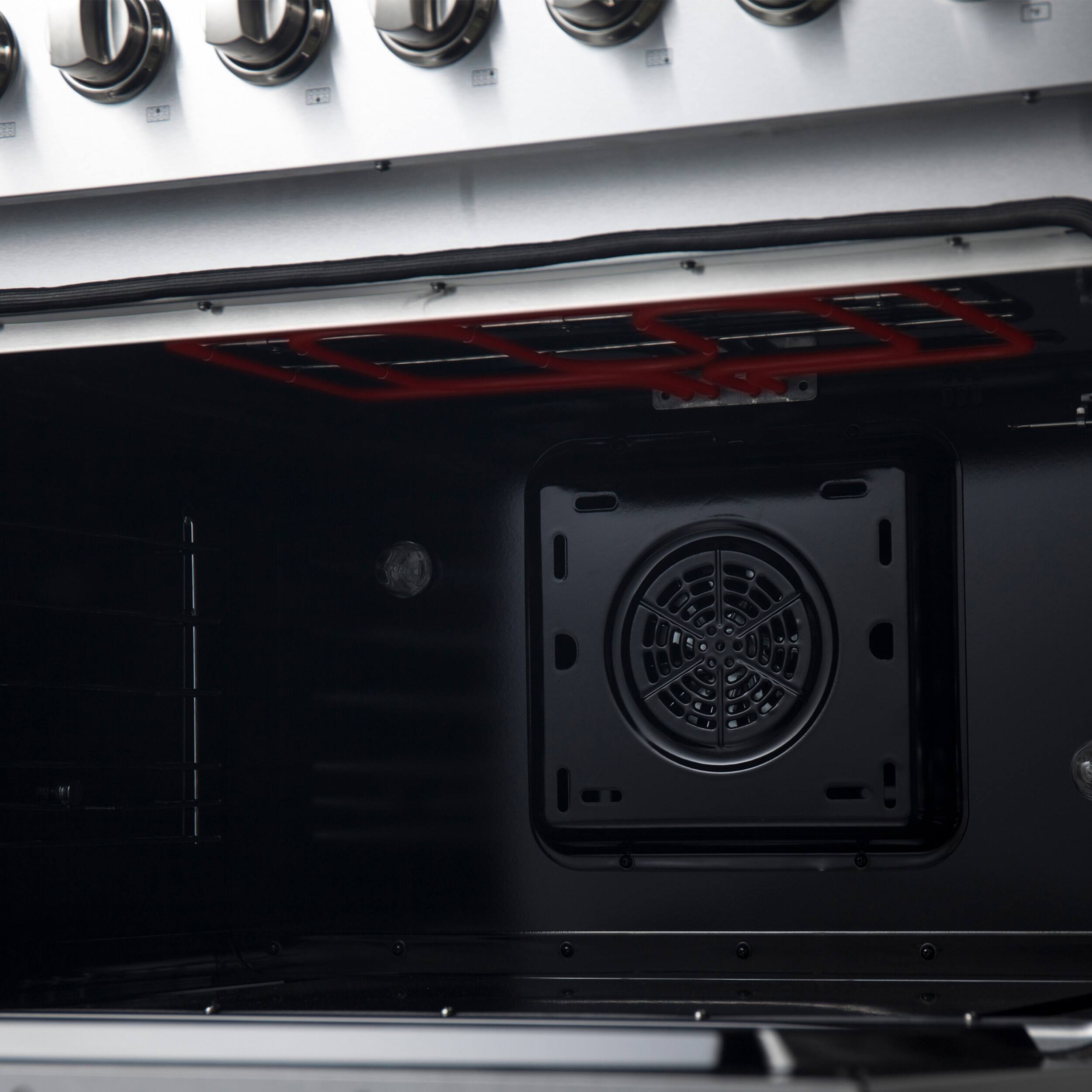 Alt View 4. Forno Appliances - Marco 5.36 Cu. Ft. Freestanding Dual Fuel Convection Range with Dual Ring Burner - Silver.