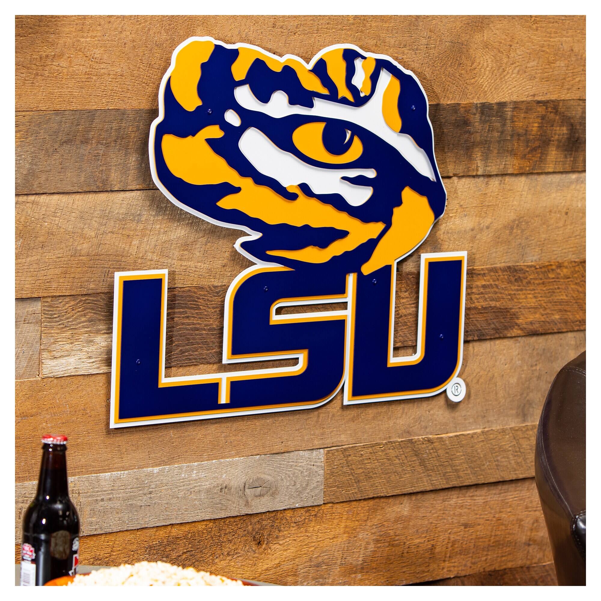 Alt View 1. Evergreen Enterprises - LSU Tigers 23" Layered Metal Wall Art Sign - Multicolor.