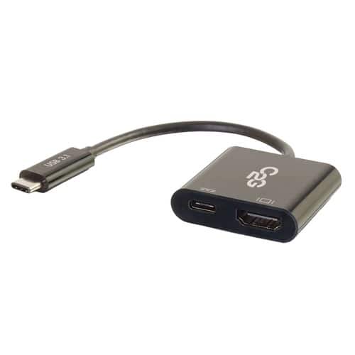 C2G - 757120295310 USB C to 4K HDMI Adapter With Power Delivery - Deliver Audio / Video content to an HDMI equipped di - Black