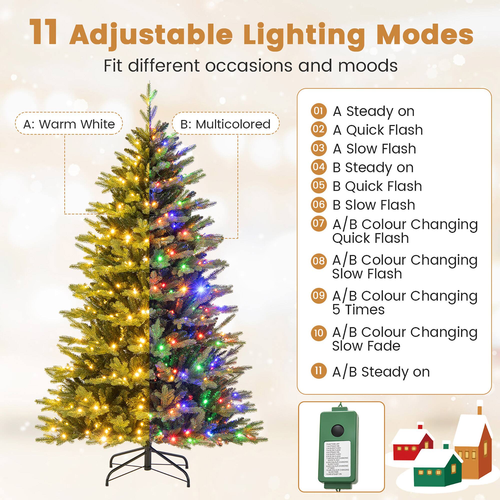 11 Adjustable Lighting Modes Fit different occasions and moods

A: Warm White
B: Multicolored

01 A Steady on
02 A Quick Flash
03 A Slow Flash
04 B Steady on
05 B Quick Flash
06 B Slow Flash
07 A/B Colour Changing Quick Flash
08 A/B Colour Changing Slow Flash
09 A/B Colour Changing 5 Times
10 A/B Colour Changing Slow Fade
11 A/B Steady on

COLTO LIQUEDORES
KEETHEY.COM
ABOUCTTONOM
adidas
2000 /
CORTOON SCHOLOLIA.COM/MEME
your 202000000000 - COMPANY