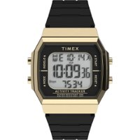 Timex - Unisex Activity Tracker 40mm Watch - Green Strap Digital Dial Gold-Tone Case - Green - Front_Zoom