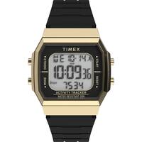 Timex - Unisex Activity Tracker 40mm Watch - Green Strap Digital Dial - Gold - Front_Zoom