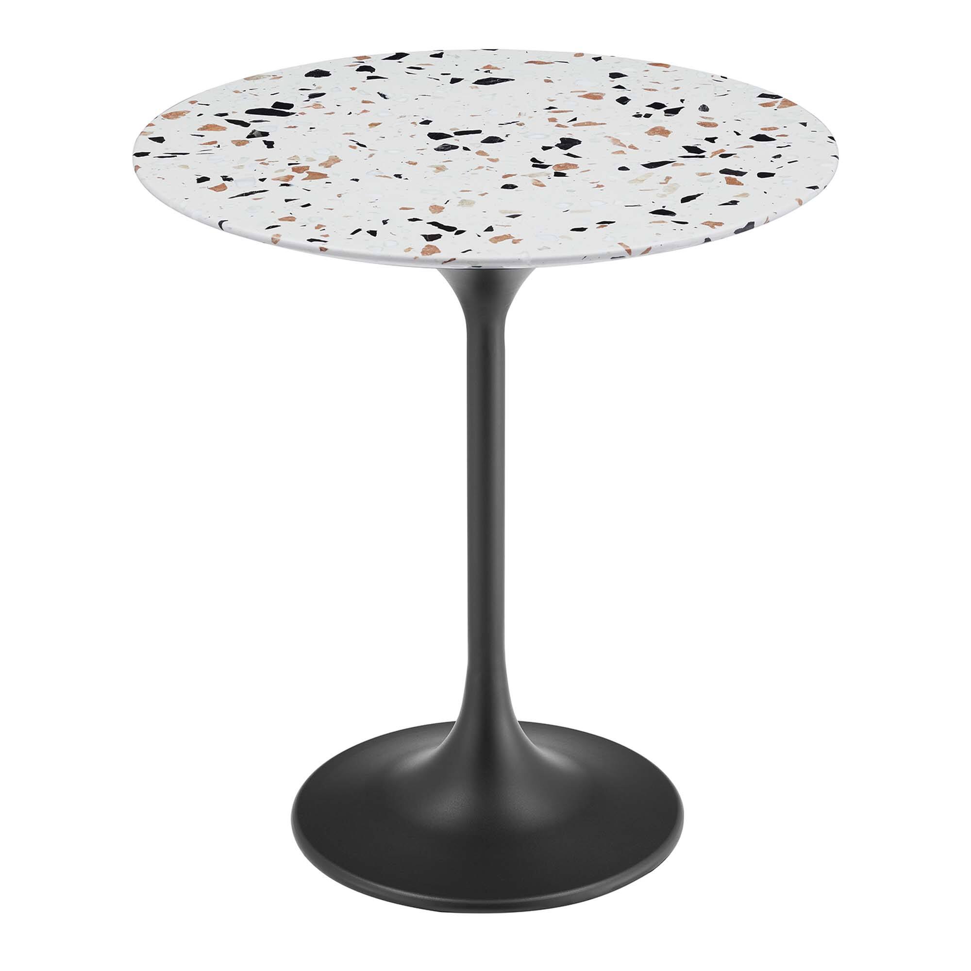 Angle. Modway - Lippa Round Terrazzo Side Table - Black Terrazzo.