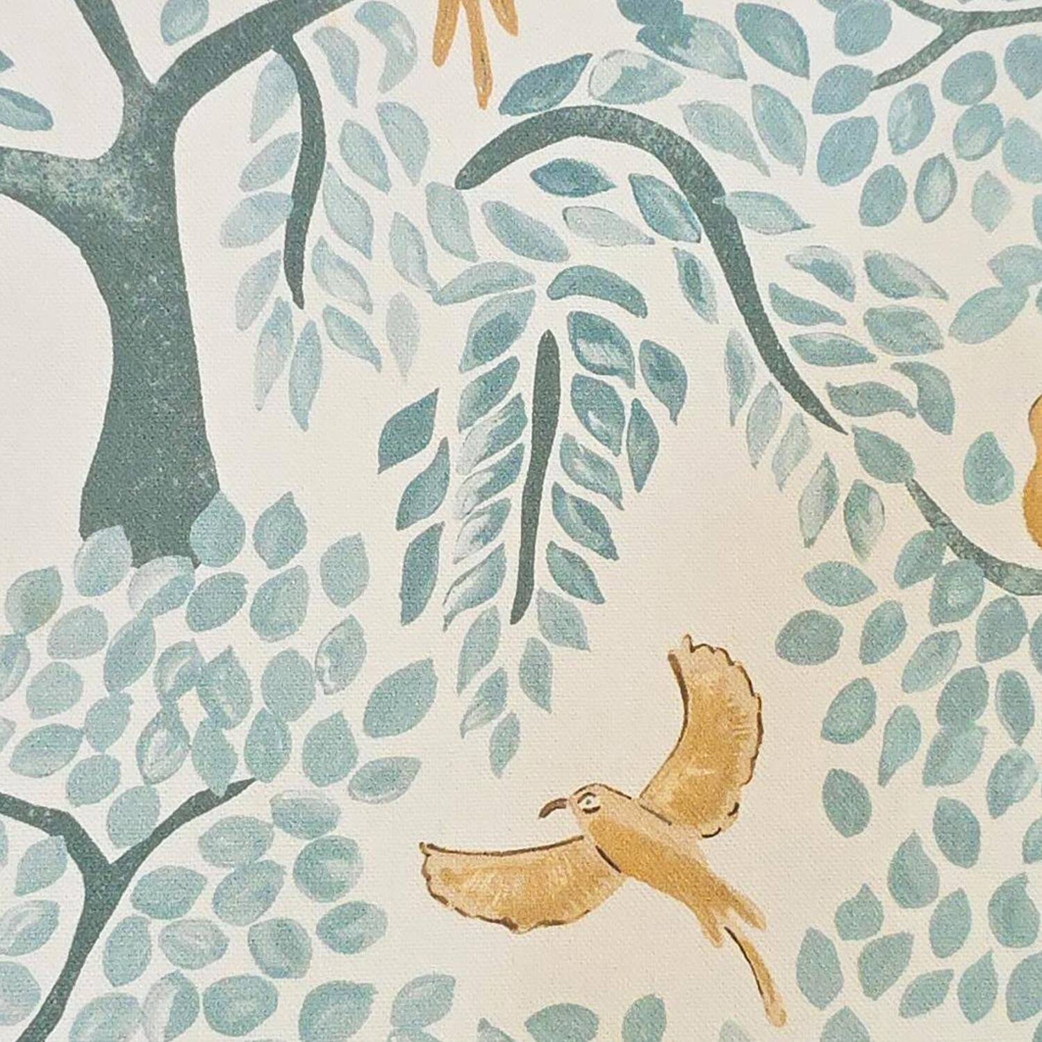 Alt View 1. RLF Home - RLF Home Tree Bird Ruffled Provance Window Valance 100% Cotton Lined Rod Pocket 50" x 17" Blue - Blue.