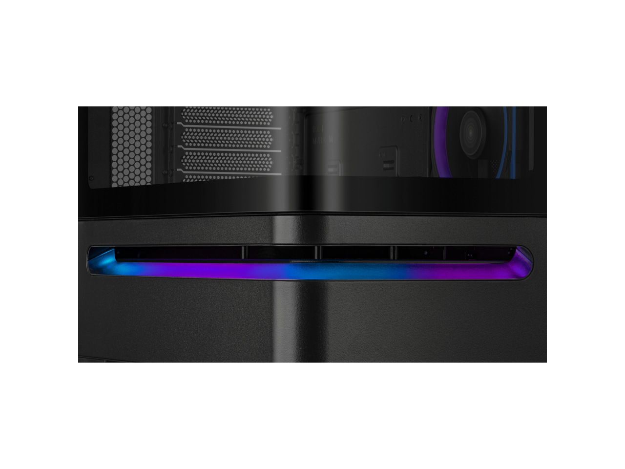 Alt View 9. ASUS - ASUS Prime AP202 ARGB mATX Case - Curved Glass, 420mm GPU, 360mm Radiator, ARGB Fans - Black.