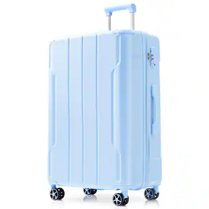 Front. YONWAY - 28 Inch Expandable Checked Luggage, Hardshell ABS Medium Suitcase with Spinner Wheels, TSA Lock - Blue.