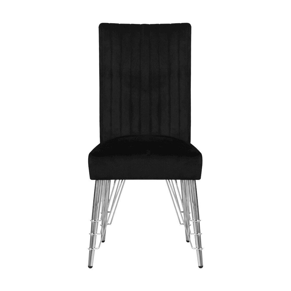 Left. New Classic Furniture - Ava Wood Upholstered Dining Chair in Black (Set of 2) - Black/Silver.