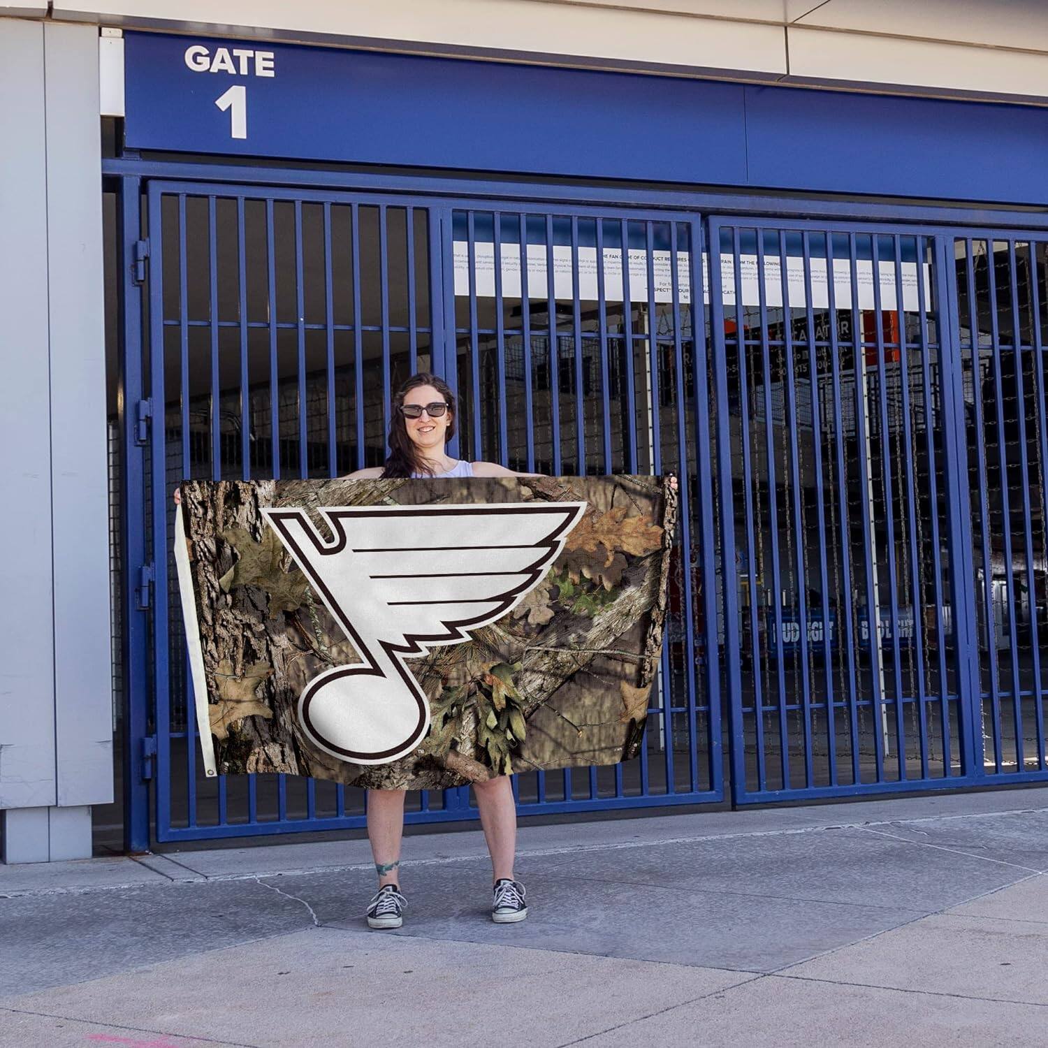 Alt View 3. Rico Industries - St Louis Hockey Blues Indoor Outdoor Camo Look 3x5 Banner Flag - Multi.