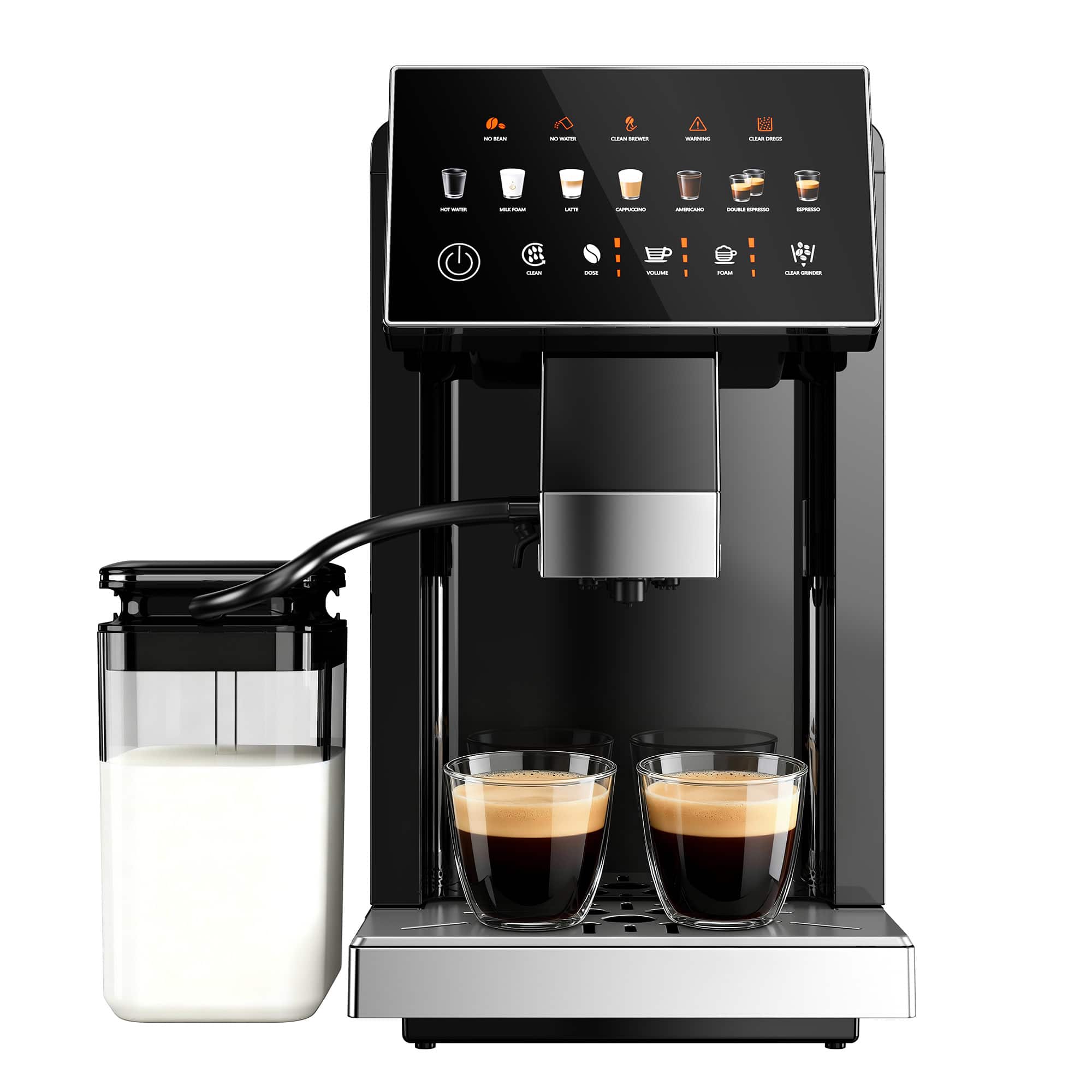 SIMZLIFE - 20 Bar Coffee & Espresso Machine w/Milk Frother - Fully Automatic, Dual Boiler Design, Smart Touchscreen & Auto-Clean - Black