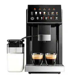 SIMZLIFE - 20 Bar Coffee & Espresso Machine w/Milk Frother - Fully Automatic, Dual Boiler Design, Smart Touchscreen & Auto-Clean - Black