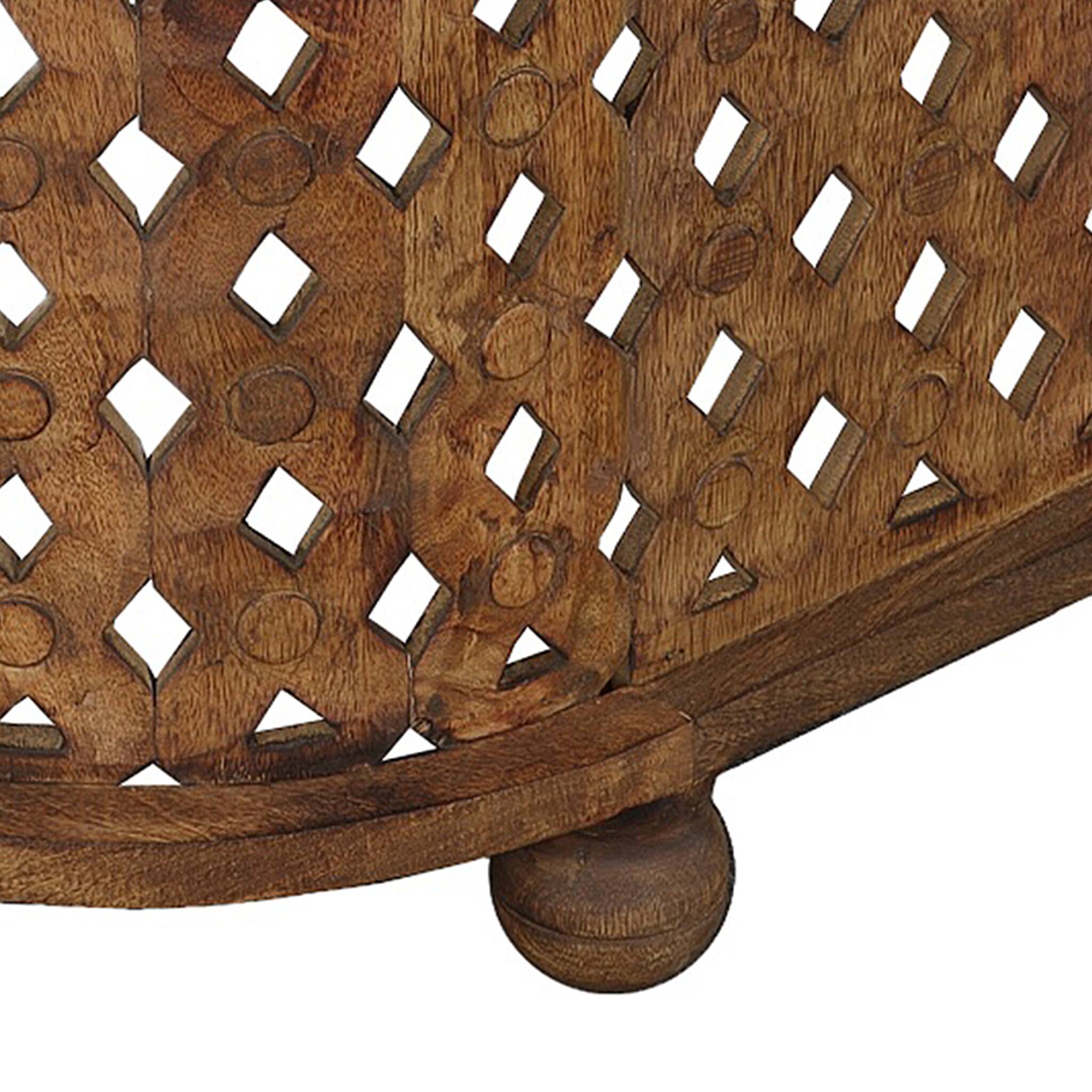 Alt View 7. Manhattan Lane - 36 Inch Handcrafted Oval Coffee Table, Intricate Cutout Design - Brown.