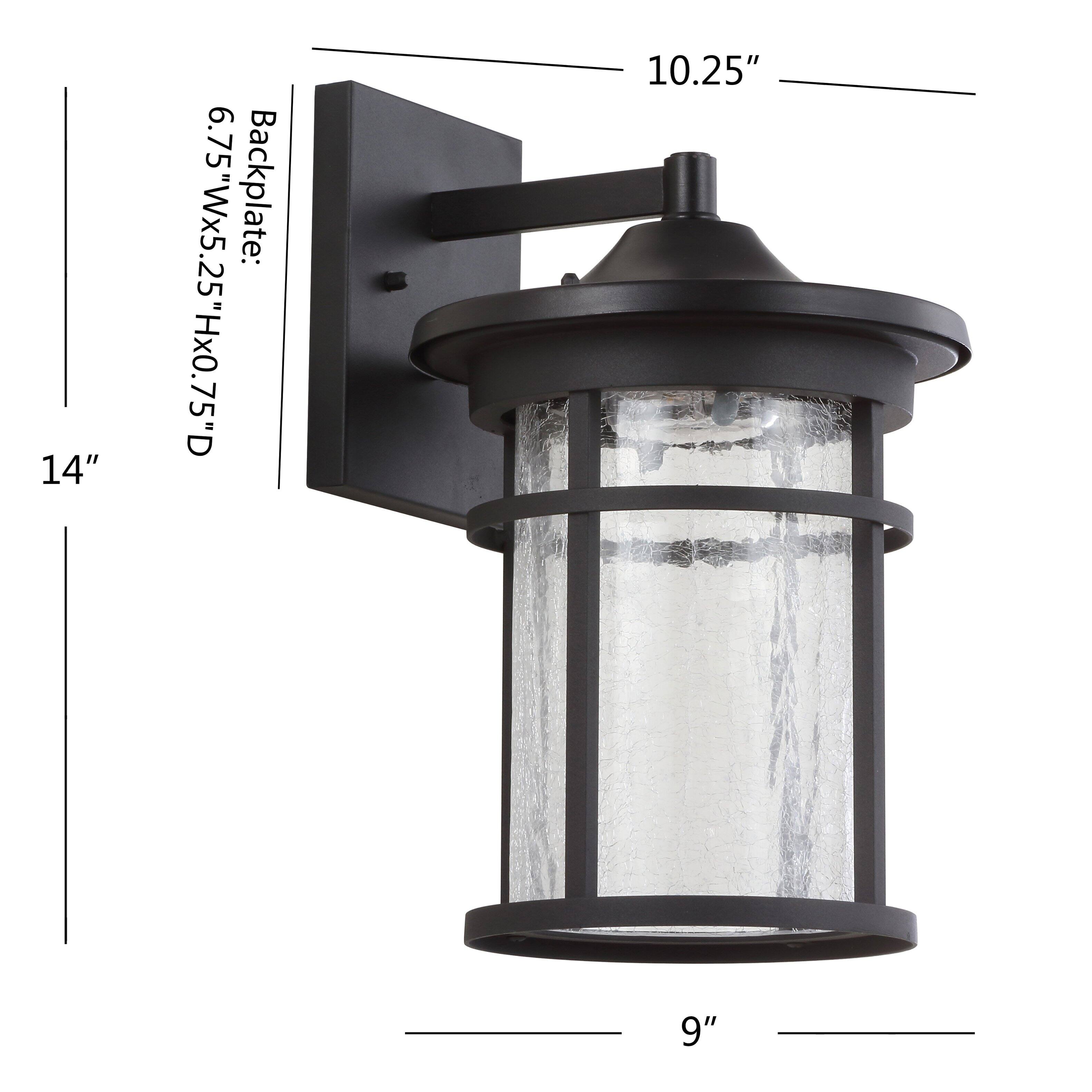 "Jonathan Y - Campo 10.25"" Outdoor Wall Lantern Crackled Glass/Metal Integrated LED Wall Sconce, Black - Black/Clear" price history on PriceWatchPro