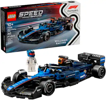 * Formula 1. LEGO SPEED CHAMPIONS WILLIAMS Racing - FW46 cor 263 I MU pcs/pzs
* A Lego Williams Racing car with a driver figurine on top.
* The car is blue and black in color.
* The car is made by Lego and is a part of the Speed Champions series.