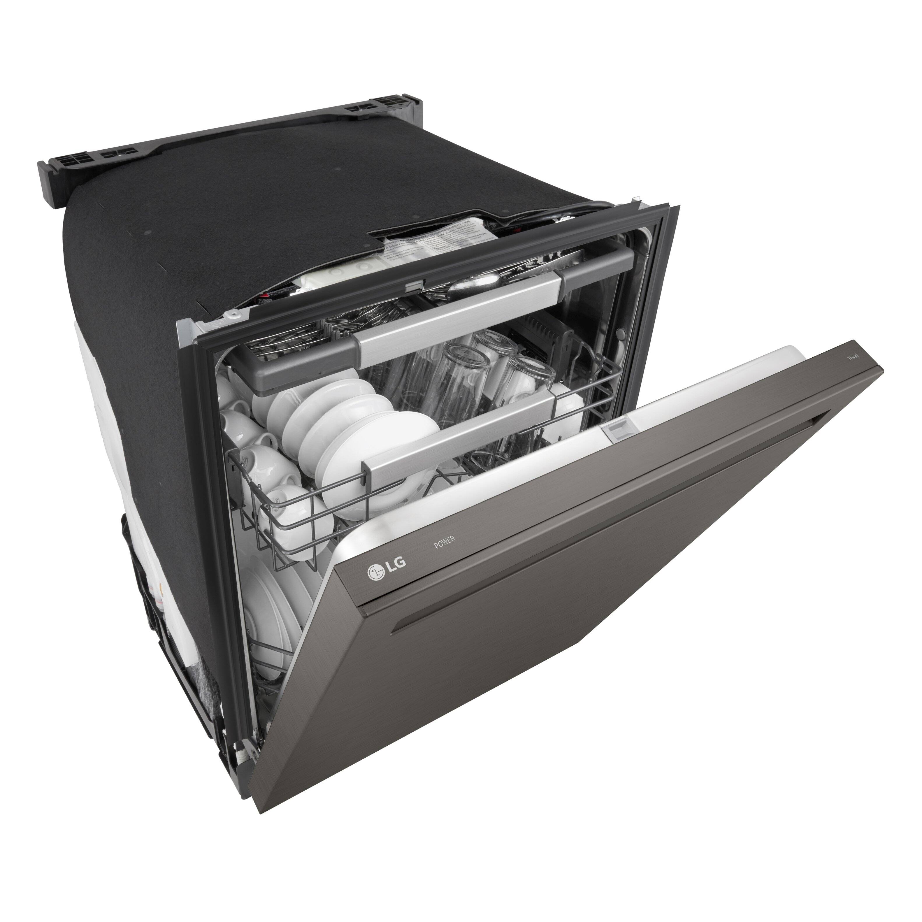 Alt View 15. LG - FlushFit 24" Top Control Smart Built-In Stainless Steel Tub Dishwasher with 3rd Rack, 1-Hour Wash & Dry Cycle and 42dBA - Black Stainless Steel.