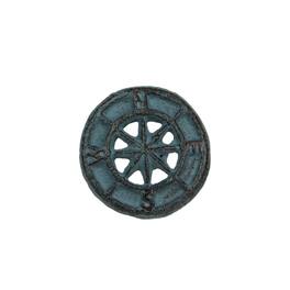 Zeckos - Set of 12 Cast Iron Compass Rose Drawer Pulls Cabinet Hardware Knobs - Light Blue