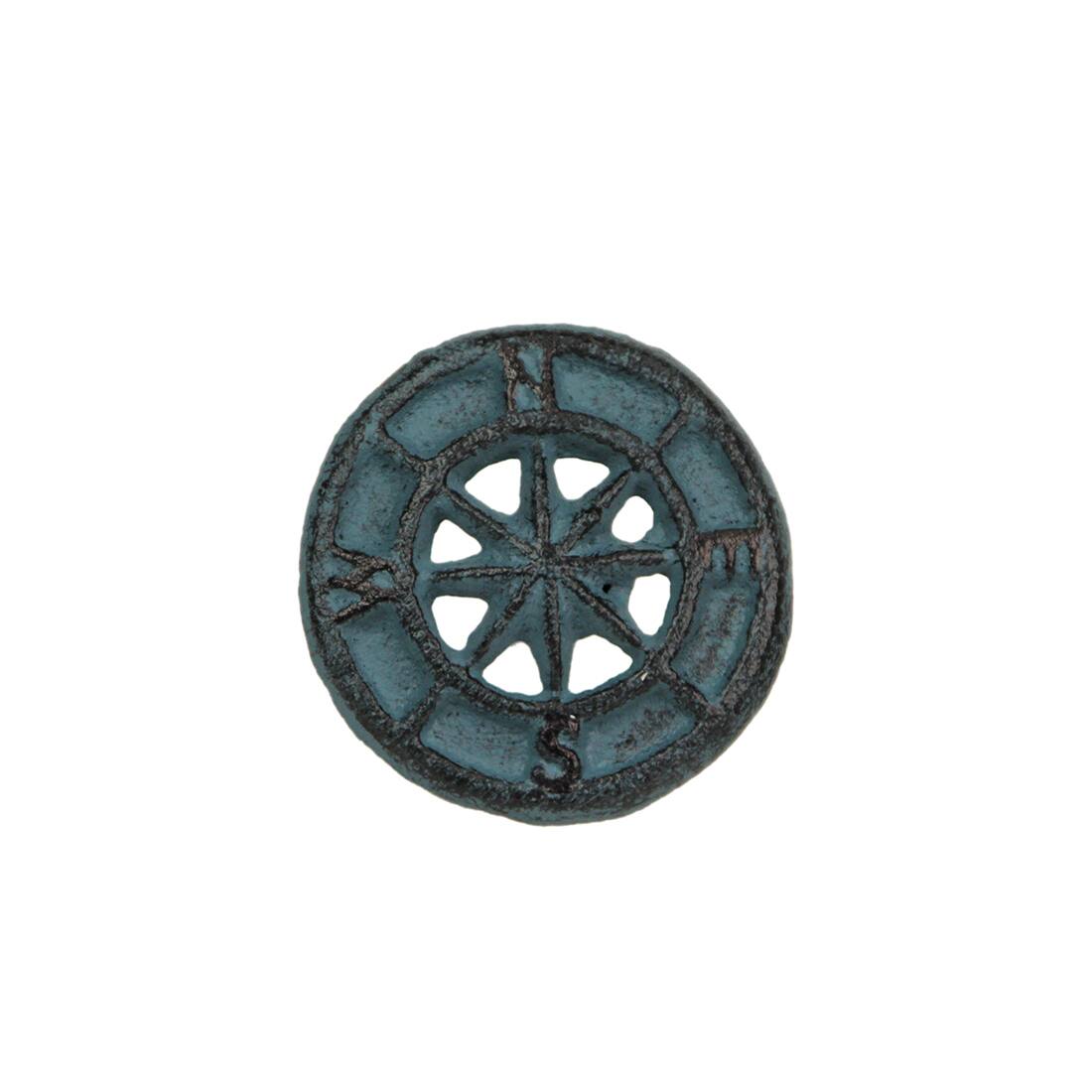 Front. Zeckos - Set of 12 Light Blue Cast Iron Compass Rose Drawer Pulls Cabinet Hardware Knobs - Light Blue.