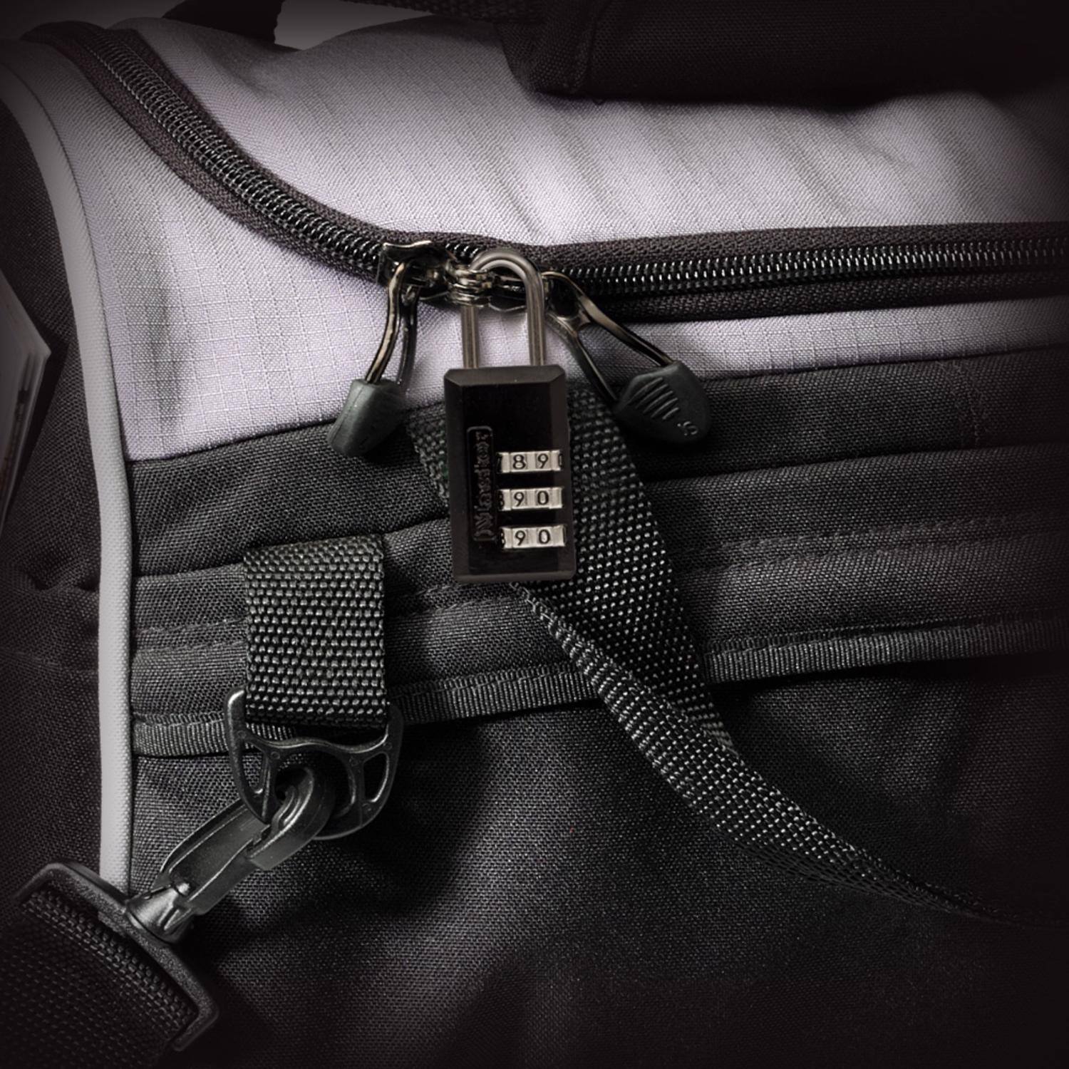 Angle. Master Lock - Master Lock 1-1/2 in H X 1/2 in W X 1-3/16 in L Steel 3-Dial Combination Luggage Lock - Black.