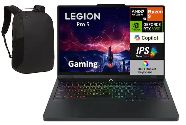 LEGION Pro 5
AMD Ryzen 9
GEFORCE NVIDIA RTX 5060
Gaming
Copilot
IPS SuperCLEAR
RGB Backlit Keyboard