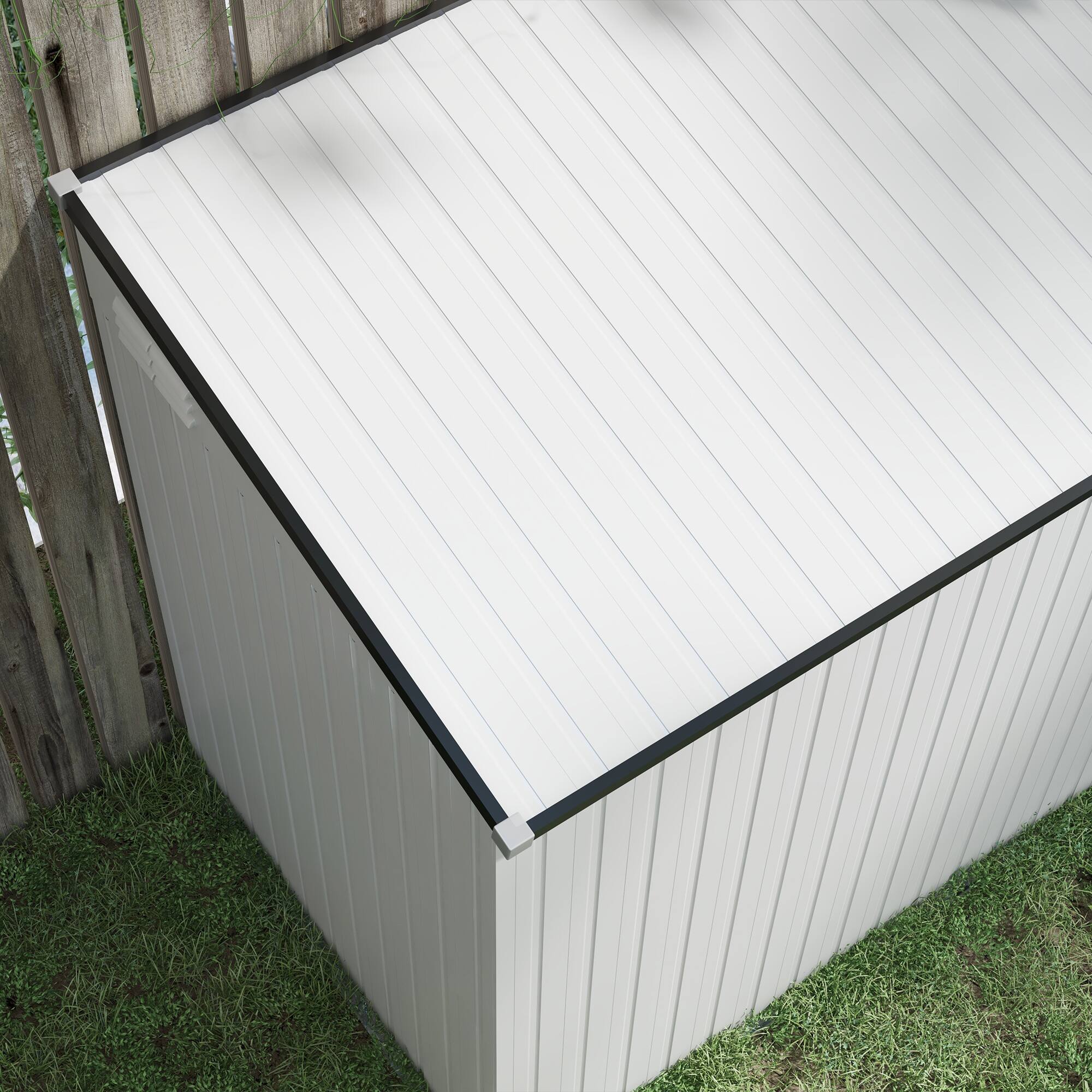 Alt View 8. Outsunny - 4' x 7.7' Metal Outdoor Storage Shed, Lean to Storage Shed, Garden Tool Storage House with Lockable Door.