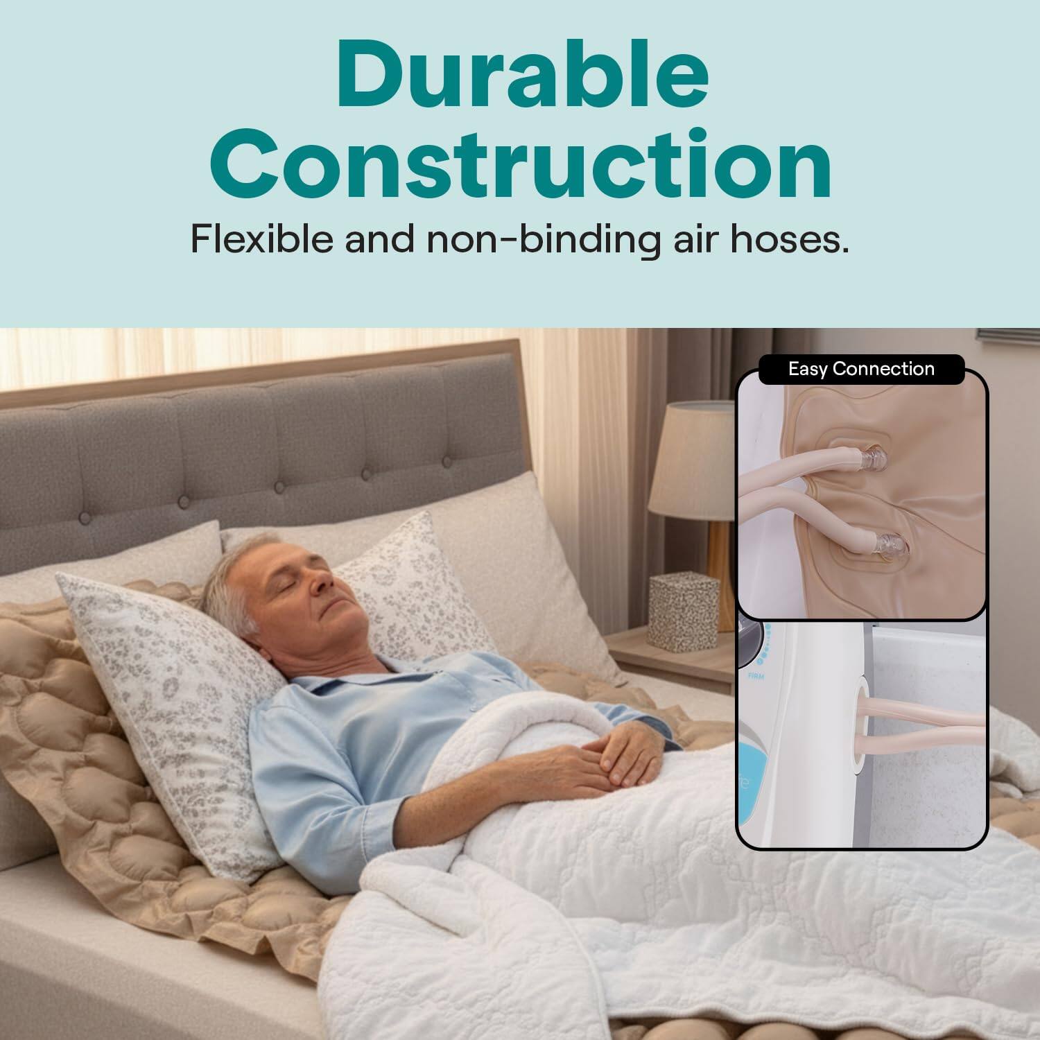 Durable Construction  
Flexible and non-binding air hoses.  

Easy Connection