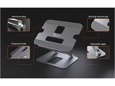 Aluminum alloy  
Anti-Slip silicone pad  
Protective hook  
Adjustable angle