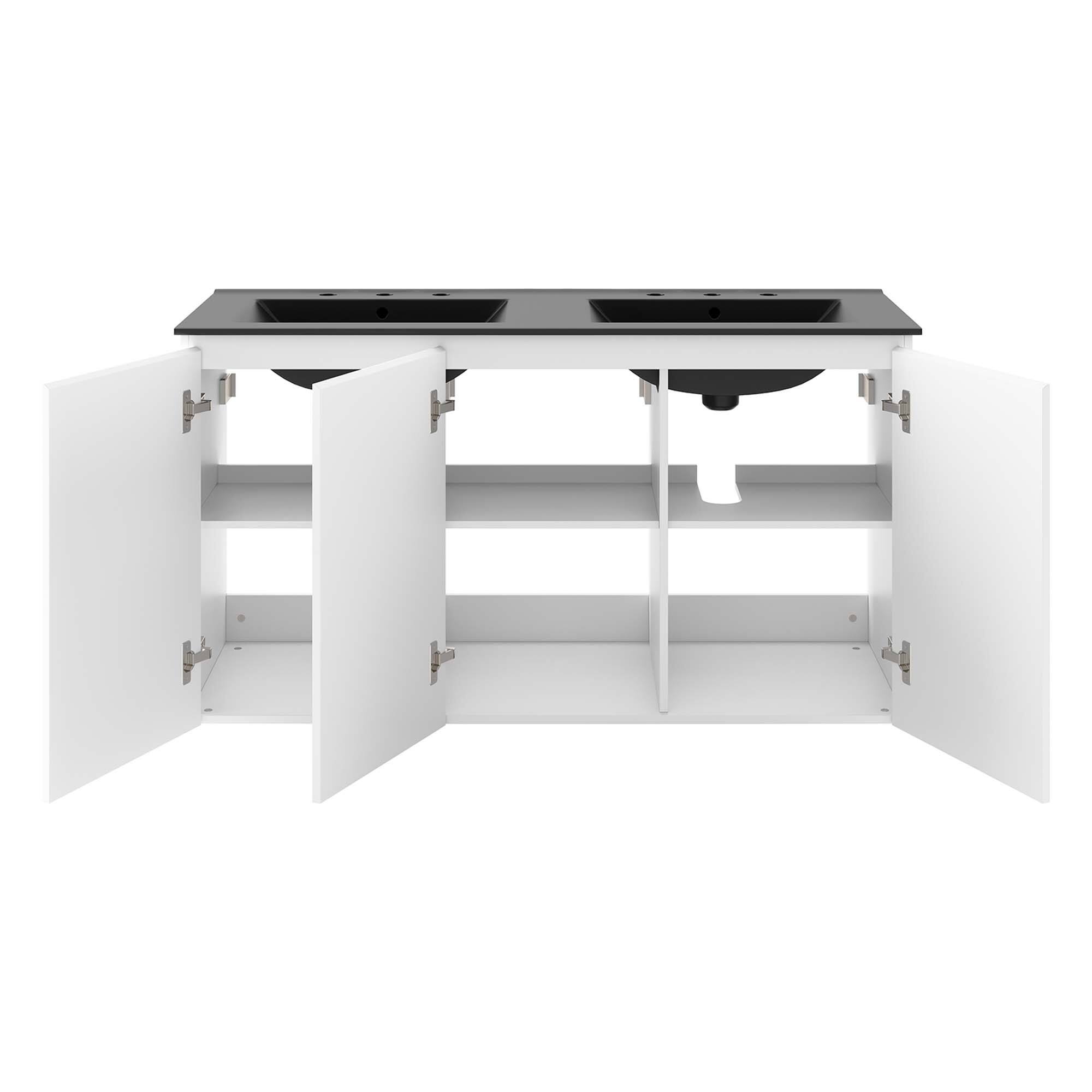 Alt View 2. Modway - Bryn Wall-Mount Bathroom Vanity Basin Included - White Black.