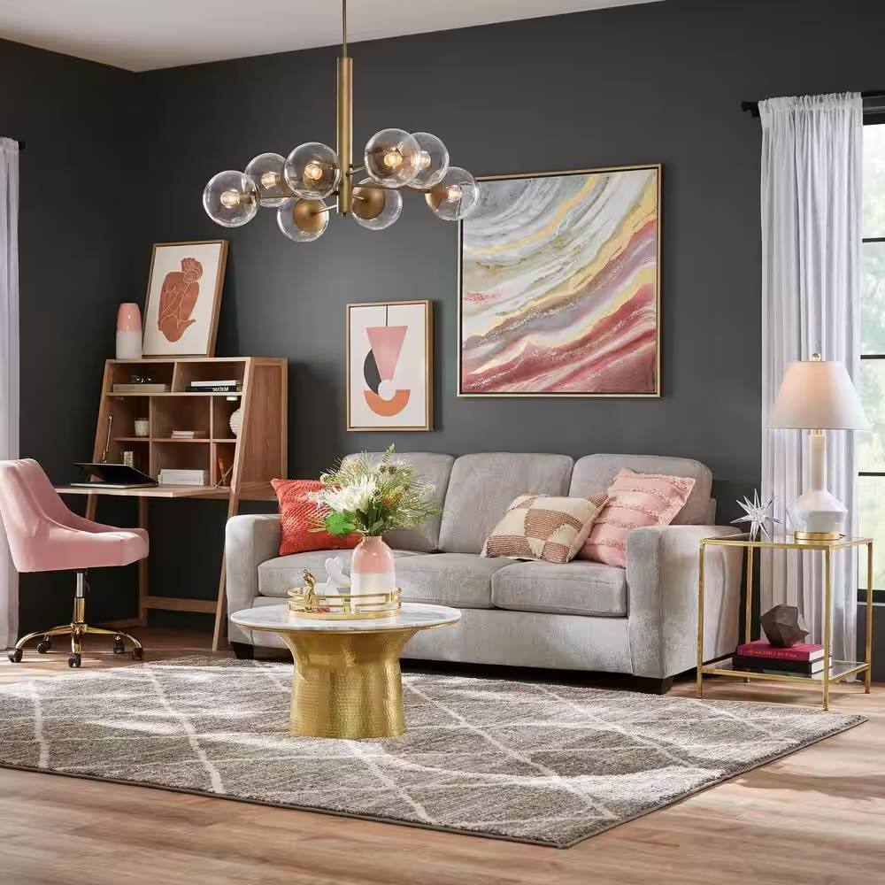 Back. Hivvago - Square Accent Side Table Gold Metal Frame Glass Top Bottom Shelf Sofa Table - Gold.