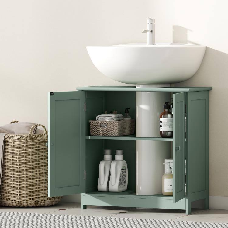 Alt View 7. PULUZ - Bathroom Vanity Cabinet, Under Sink Bathroom Cabinet with 2 Doors and Adjustable Shelf - Dark Green.