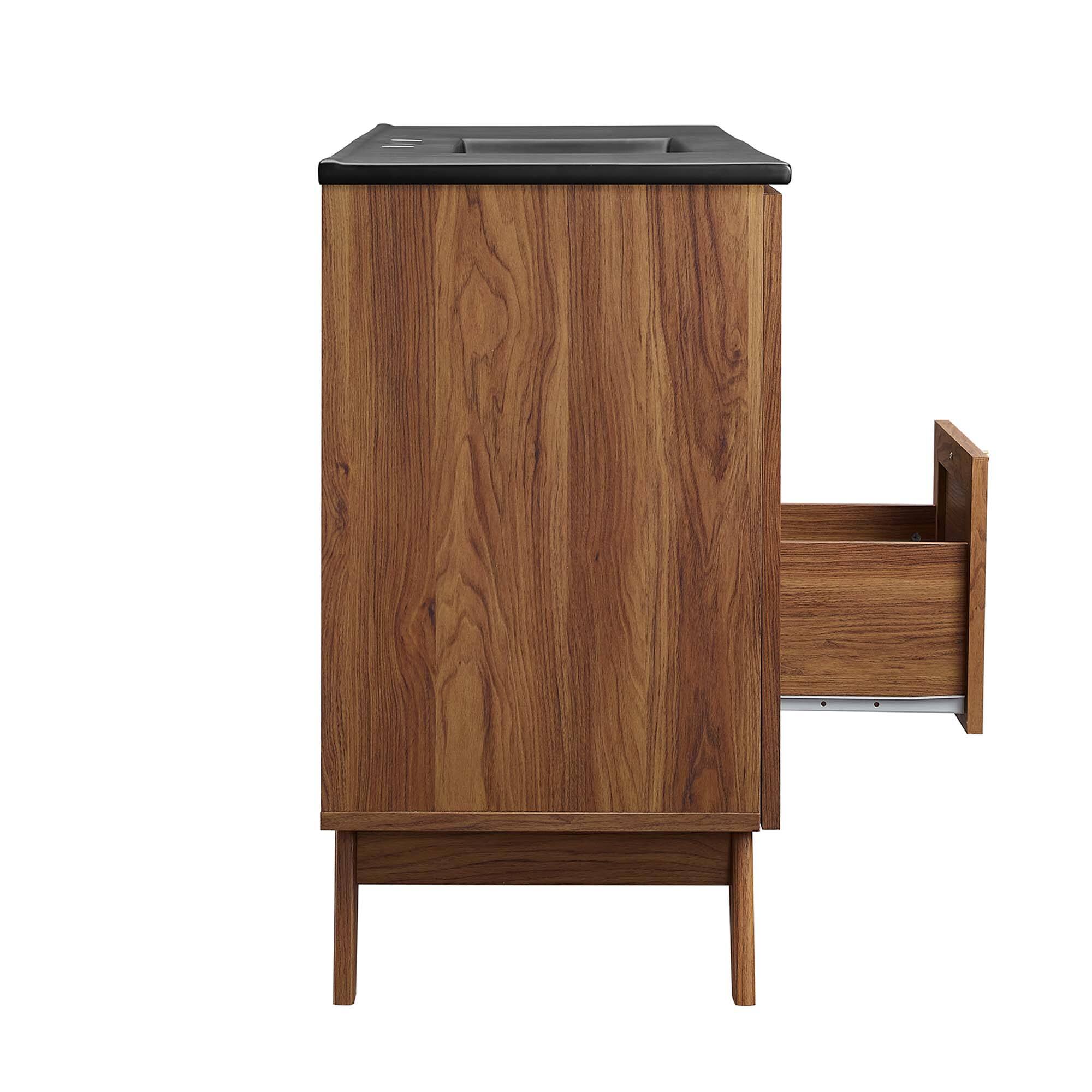 Alt View 5. Modway - Soma Bathroom Vanity with Black Basin Included by Modway - Walnut Black.
