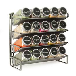 Tooloton - Spice Rack Organizer Set with 20 Glass Jars, Countertop Seasoning Rack with Labels, Marker & Funnel, 20 Jars included