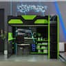 Anysun - Full Size Wood Loft Bed with Desk, Multi-storage Shelves,USB and RGB Light - Green