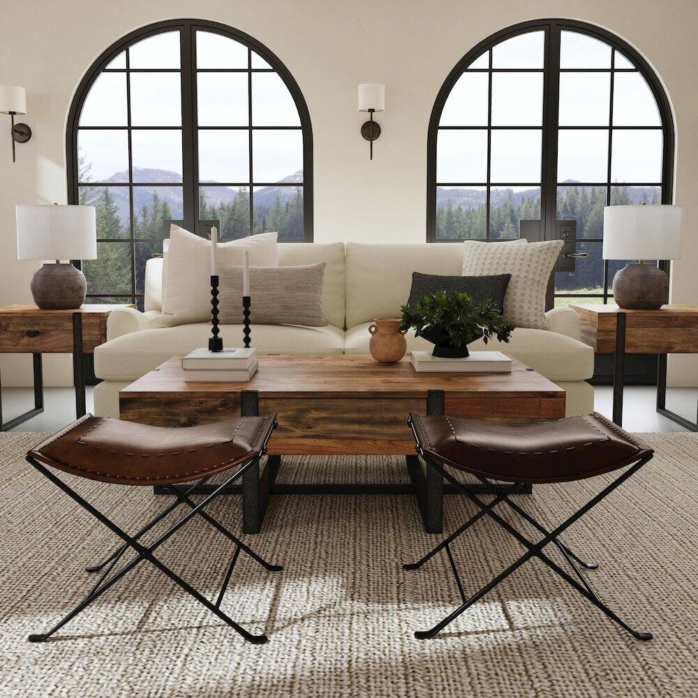 Alt View 2. Butler Specialty - Melton Leather 21.5"W Accent Stool - Dark Brown.