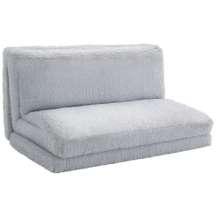 Front. Homcom - Bag Floor Sofa Bed, Contemporary Plush Wide Folding Floor Mattress, Foam Filling Wall Couch Sleeper - Light Gray.