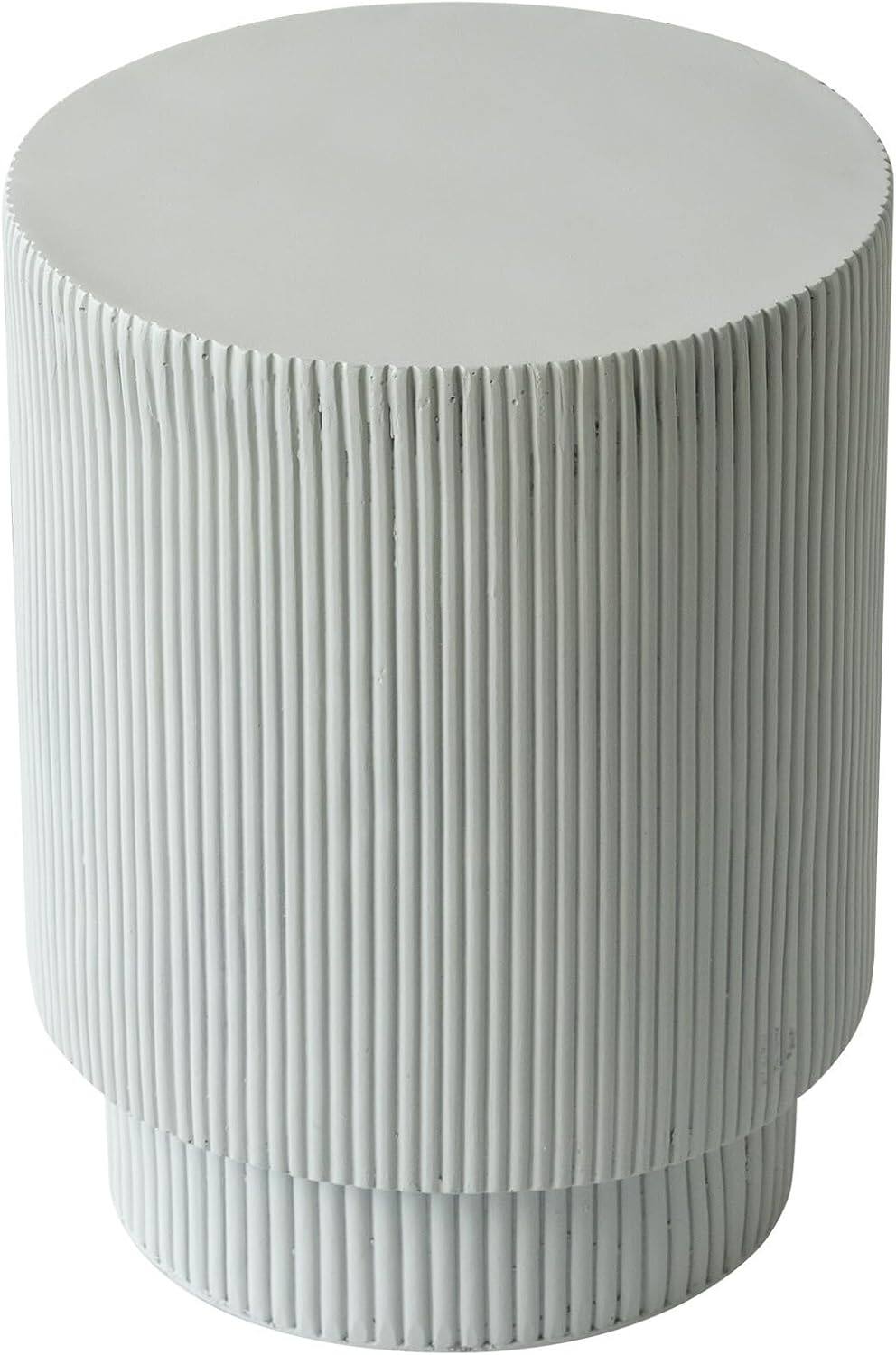 Alt View 1. LeisureMod - Eden Modern Stone Top Round Side Table, Indoor/Outdoor Weather Resistant Accent Table, Fully Assembled - Light Grey.