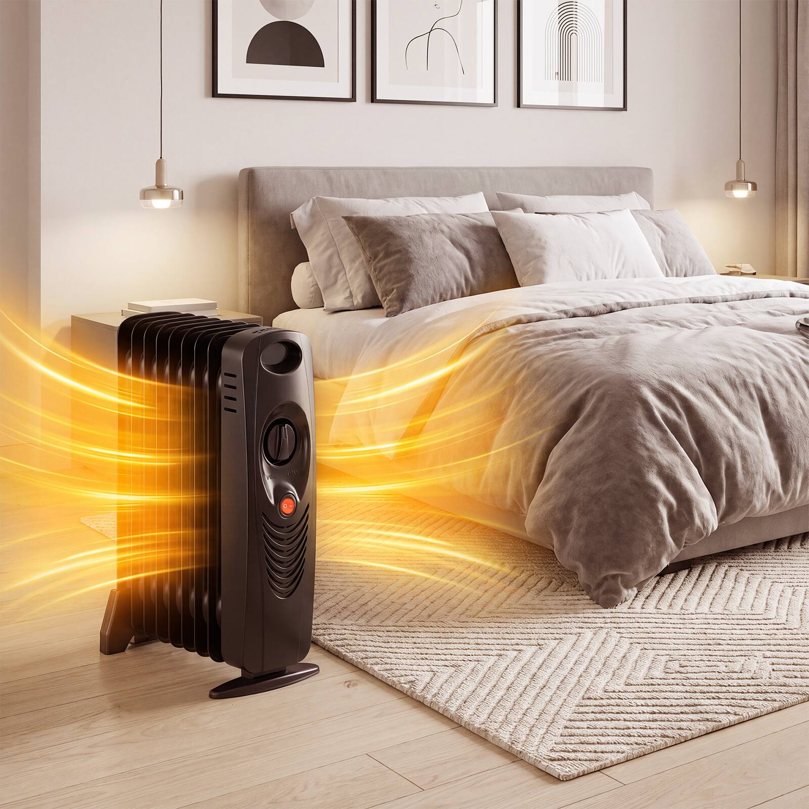 Alt View 1. Costway - Costway 700 W Portable Mini Electric Oil Filled Radiator Heater 7-Fin Thermostat Home - Black.